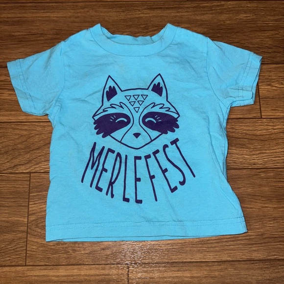 Merlefest Festival Rabbit Skins raccoon graphic Tee graphic blue toddler Size 2 - Picture 1 of 3